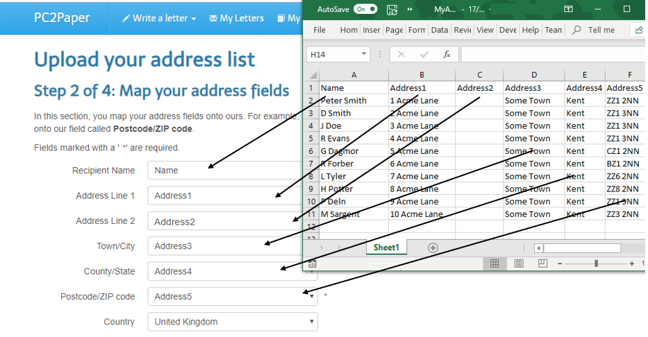 Map your columns onto ours